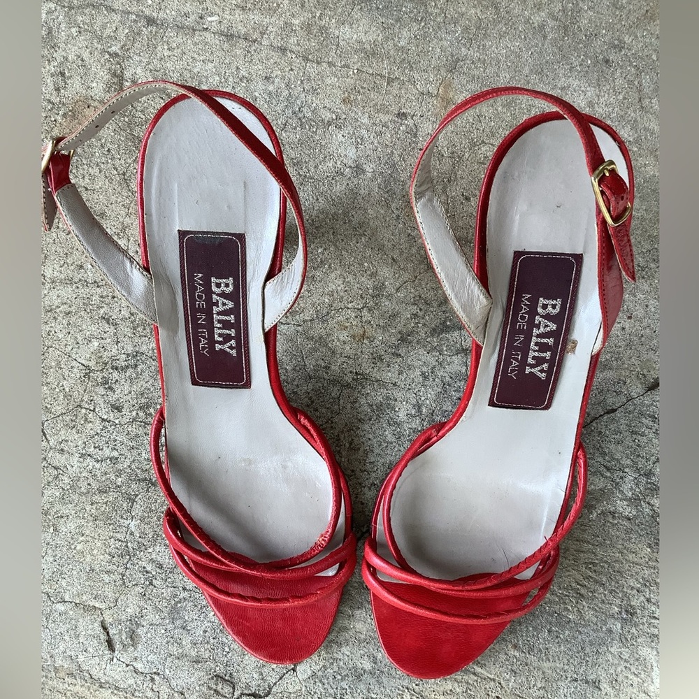 Bally Vintage Leather Red Heels